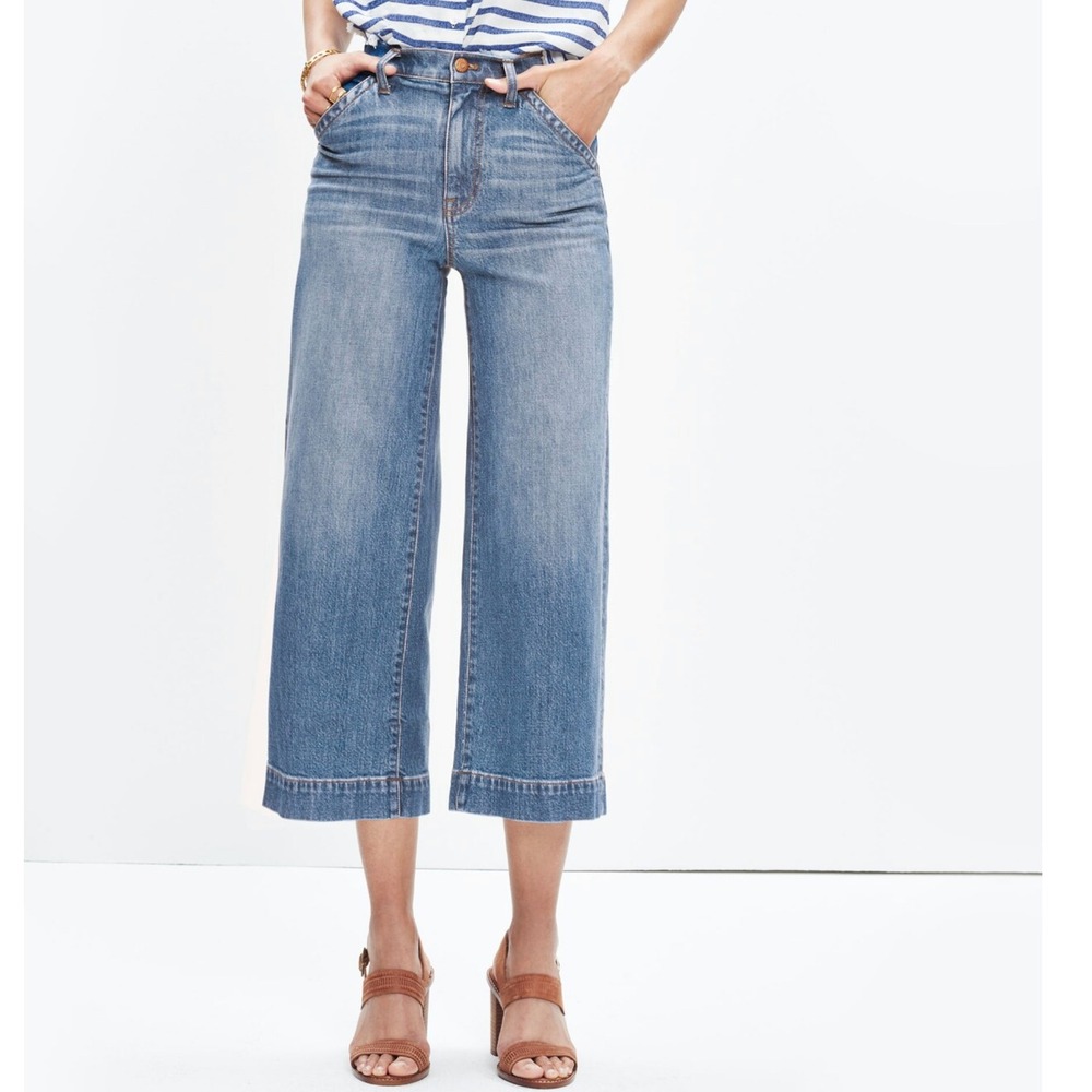 Madewell Women's Wide-Leg Crop Denim Jeans, Birdie Wash, 29 - Picture 2 of 12